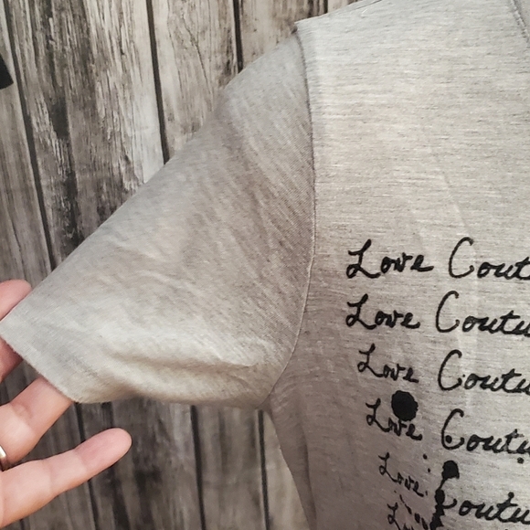 Juicy Couture " Love couture" high slit gray tee - Picture 7 of 13